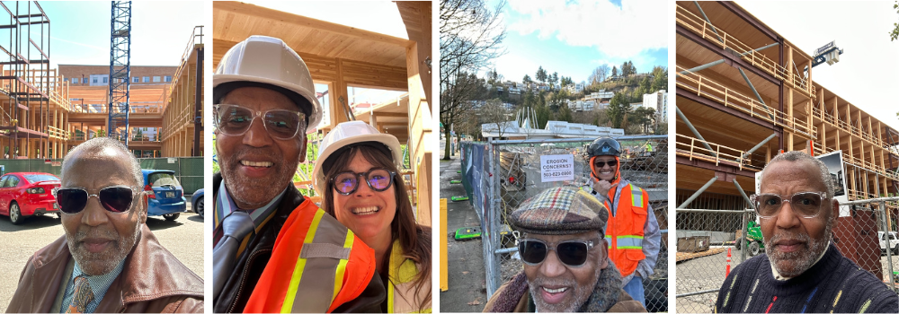 Dean Leroy Bynum in front of art building construction sight